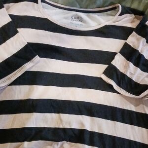 Croft & Barrow Black and White Striped Short Sleeve Tee